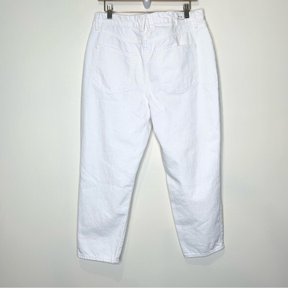 NWT Good American Good Girlfriend Distressed High Waisted Ankle White Jeans 12 - Picture 6 of 10